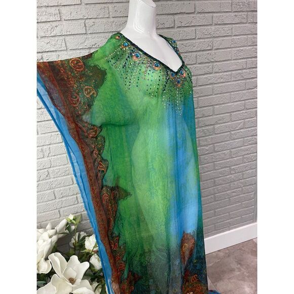 NWT Kaniza Woman Jeweled Ombre Kaftan /Kimono One Size Fits Most Dress - Picture 3 of 9